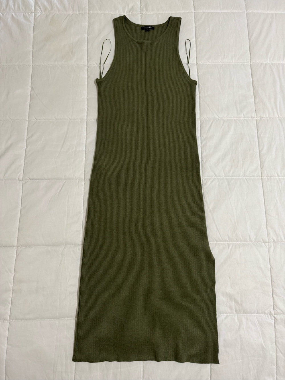 Papermoon Olive Ribbed Tank Midi Dress